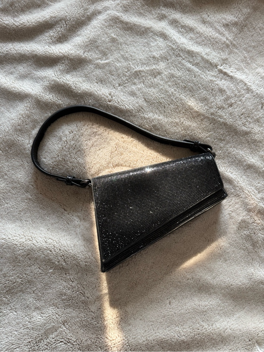 Madison West Black Crystal-Embellished asymmetrical Shoulder Bag